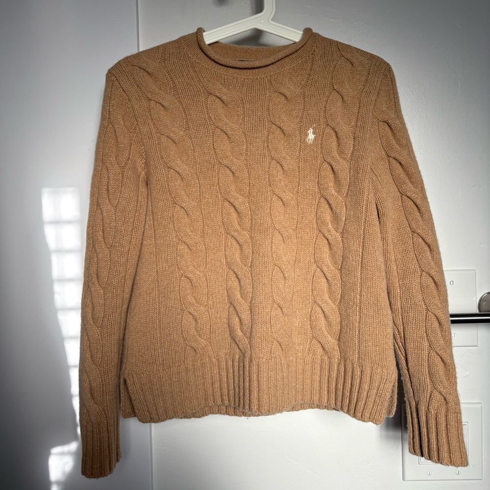 Polo by Ralph Lauren Tan Light Brown Camel Crewneck Wool Sweater in size XS